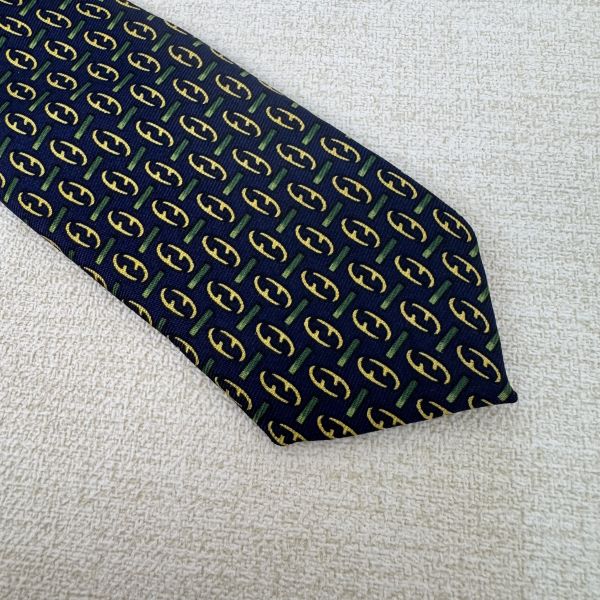 FENDI 藍綠 領帶 領結 絲綢（中古） 