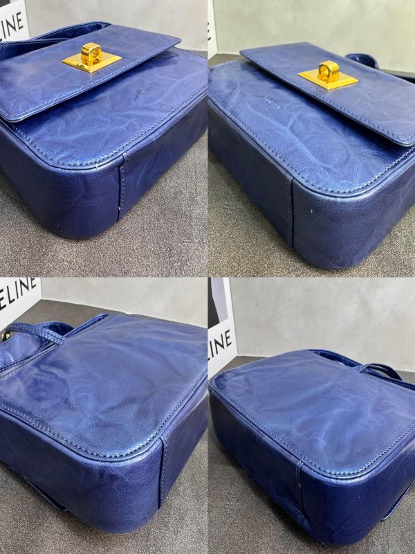 Loewe (羅威) Vintage 電光藍牛皮金扣肩背包* 