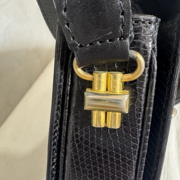 Gucci Vintage Lizard Leather Shoulder Bag 黑色蜥蜴皮單肩包 