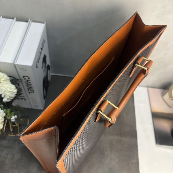 Bally 復古浮雕B黑棕雙色皮革手提包Tote Bag /公事包* 