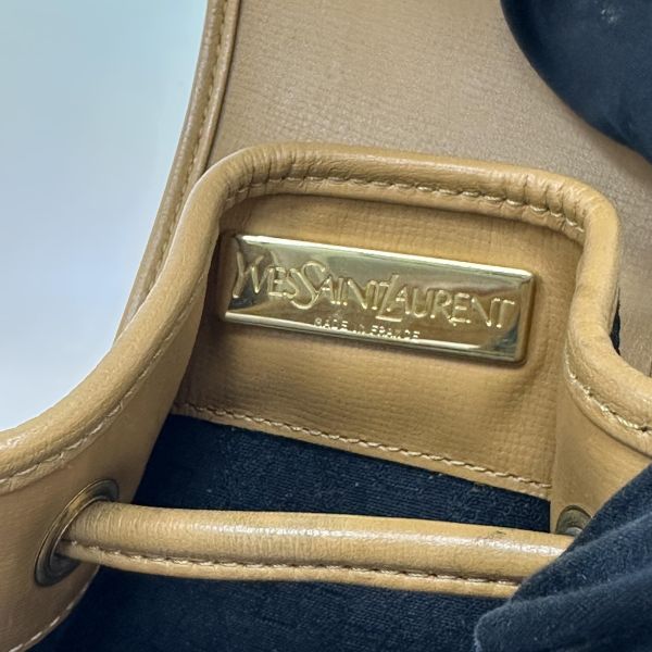 YSL 聖羅蘭 絕版 古董編織拼皮革水桶包 