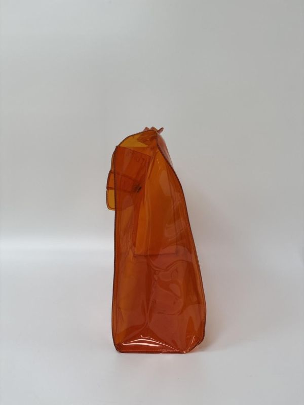 Hermès「Vinyl Kelly」透明橘限量包 