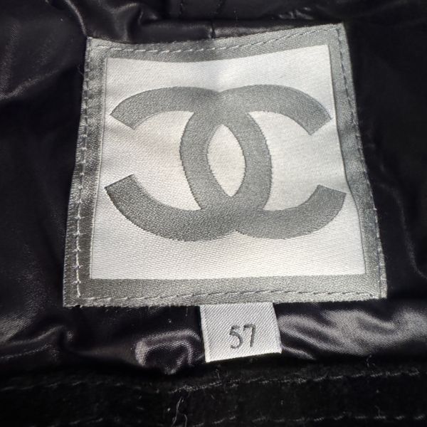 Chanel 黑色尼龍 銀色方形鐵牌logo 漁夫帽 