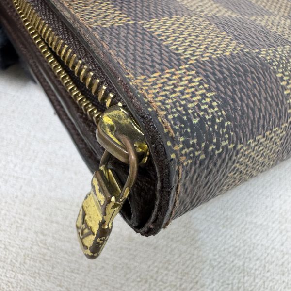 Louis Vuitton 棋盤格拉鏈零錢包兩折短夾 