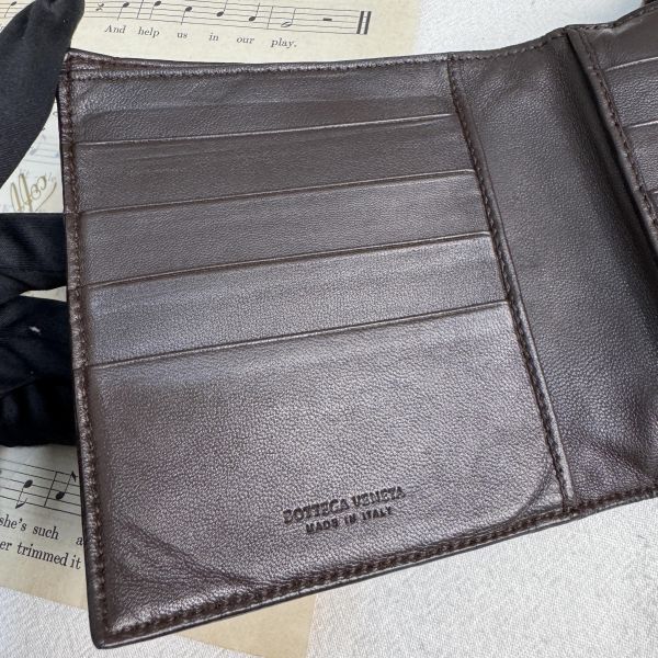 Bottega Veneta Intrecciato 編織黑色羊皮錢包 