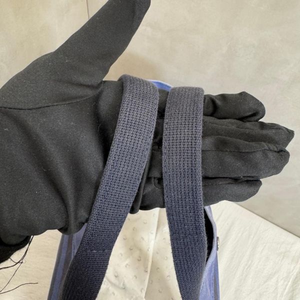 Hermès  Cavalcadour Étriers 藍色馬圖帆布托特包 