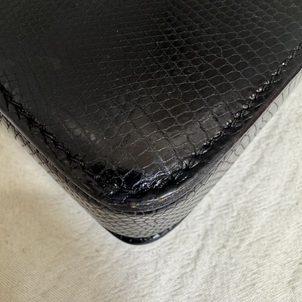 Gucci Vintage Lizard Leather Shoulder Bag 黑色蜥蜴皮單肩包 