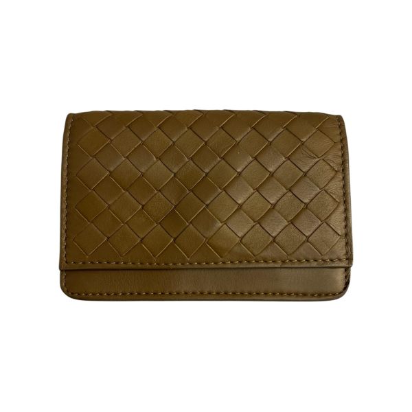 Bottega Veneta Intrecciato 棕色編織皮革名片夾 