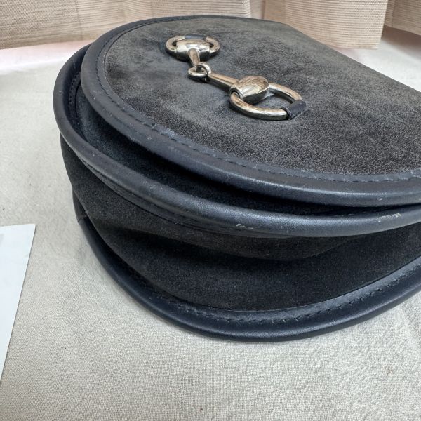 Gucci麂皮馬銜扣腰包 