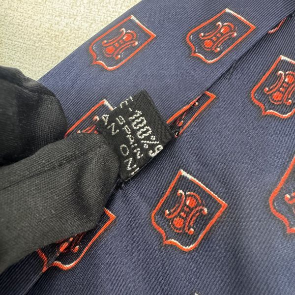 CELINE 藍 凱旋門圖案 領帶 領結 絲綢（中古） 