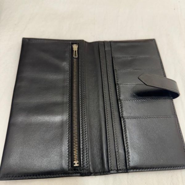 Hermès 黑色牛皮長夾 