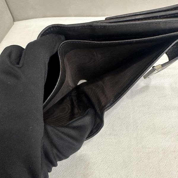 Gucci 中古 咖啡老花拼接皮革短夾 