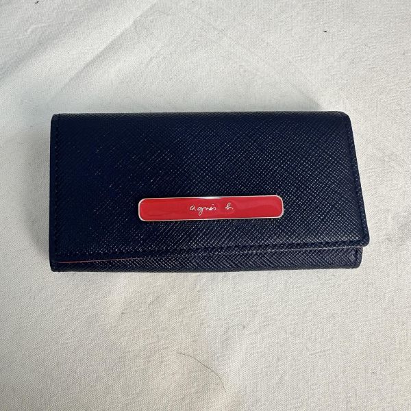 Agnes B 藍色釦式鑰匙包 