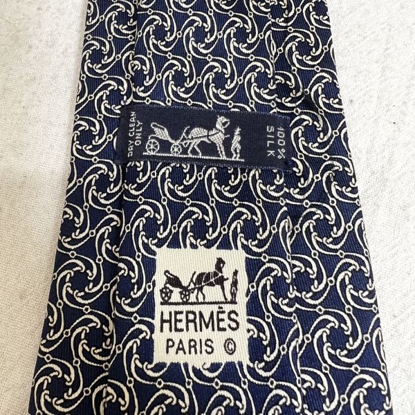 Hermès 藍旋轉紋領帶 （中古） 