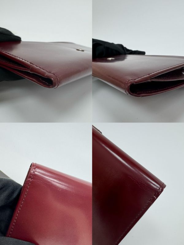 Agnes B酒紅色漆皮長夾 