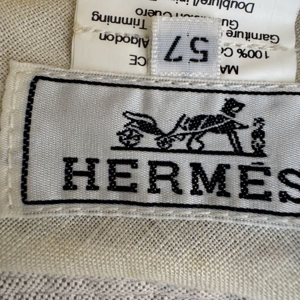 Hermes 米白色 橘色H logo 漁夫帽 
