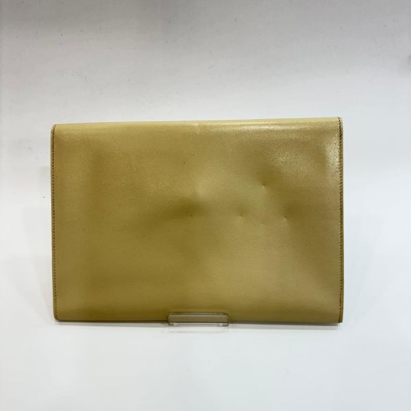HERMES 奶白色牛皮鎖頭手拿包 