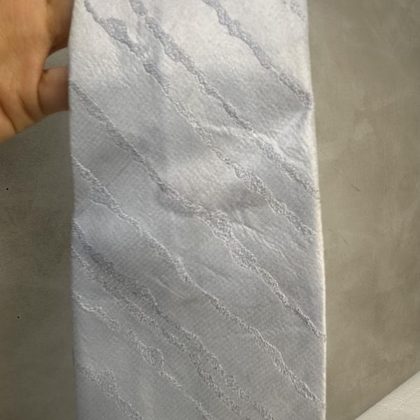 CHANEL 藍灰色斜條紋領帶 領結 絲綢（中古） 