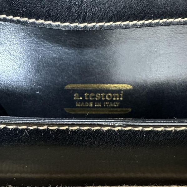 Testini 鐵獅東尼 黑色皮革斜背包 