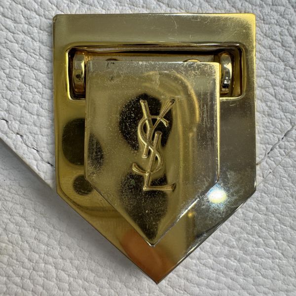 Saint Laurent (YSL) 復古白色皮革肩背包 腋下包 