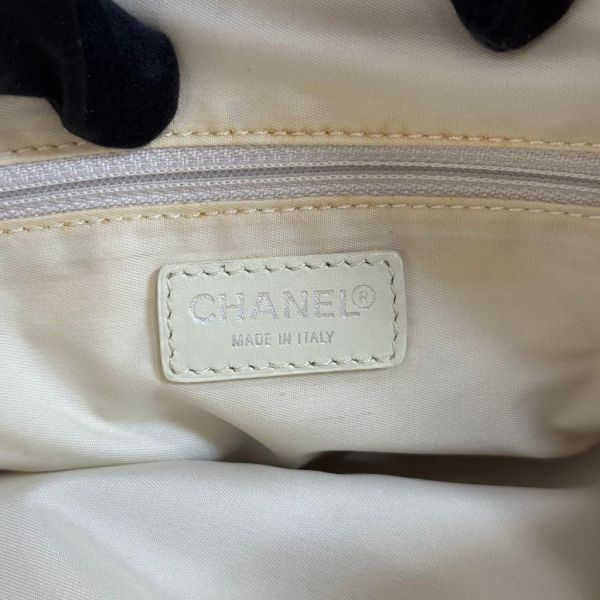 Chanel 奶茶色 尼龍拼皮革手提包 