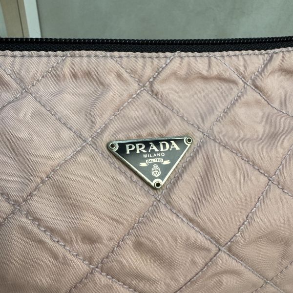 PRADA Tessuto 菱格紋尼龍化妝包手拿包* 