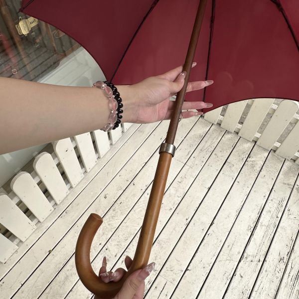 Hermès 愛馬仕 酒紅色長傘 