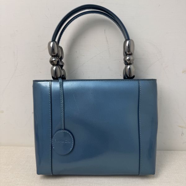 Dior 迪奧 漆皮水藍色手提包 