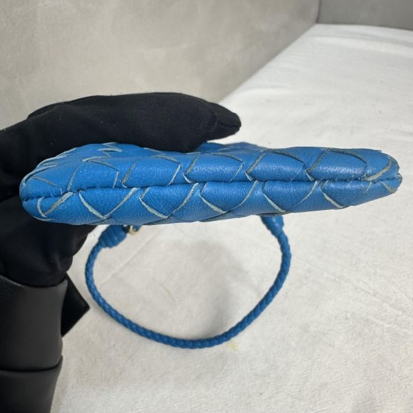 Bottega Veneta 中古藍色小編織多功能手機包 