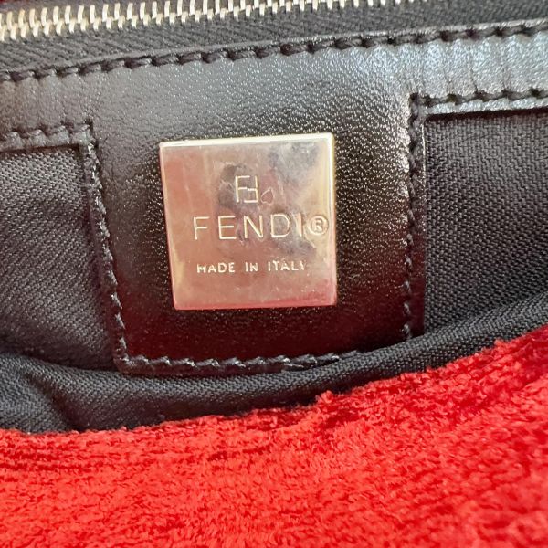 Fendi 復古紅絨面字母托特包 