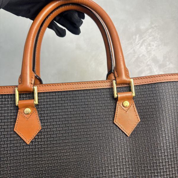 Bally 復古浮雕B黑棕雙色皮革手提包Tote Bag /公事包* 