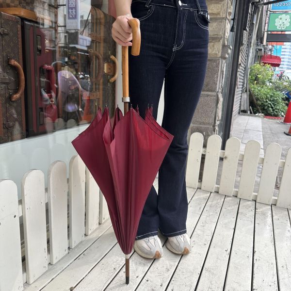 Hermès 愛馬仕 酒紅色長傘 