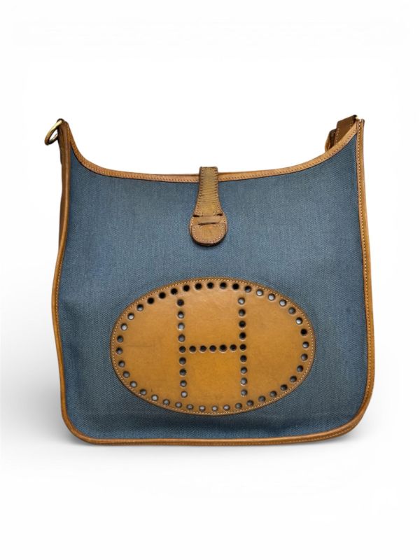 Hermès  Evelyne牛仔帆布包 