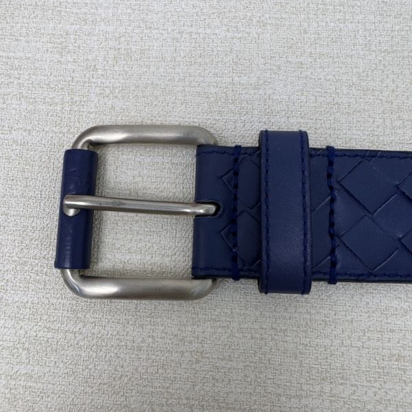 Bottega Veneta 銀頭 藍編織 皮帶 腰帶 