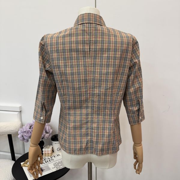 Burberry 七分袖格紋襯衫 
