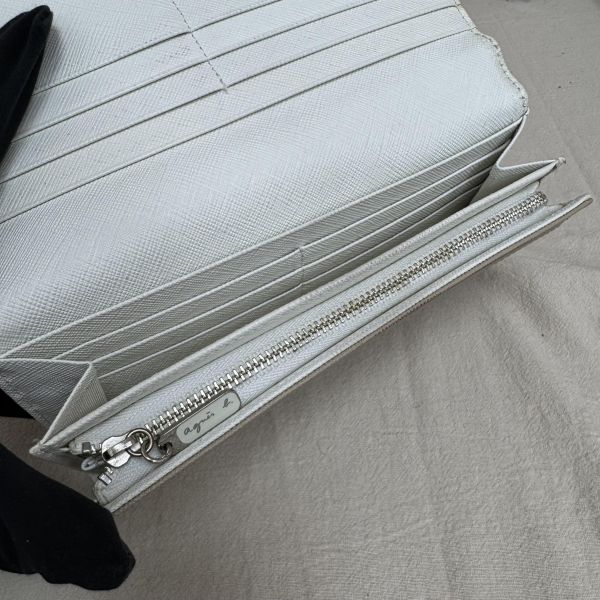 agnes b. 米色長款錢包 