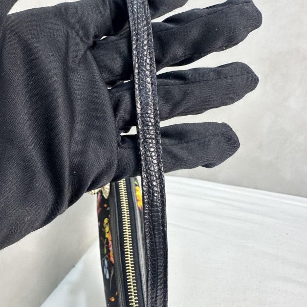 Gucci Flora Pochette Mini 中古蜥蜴皮緞面花卉琉璃小蜜蜂麻將包 