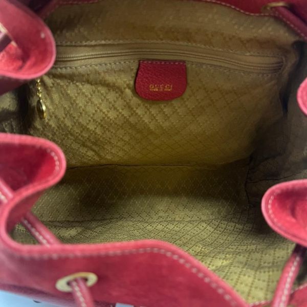 Gucci 竹子大絨面紅後背包 