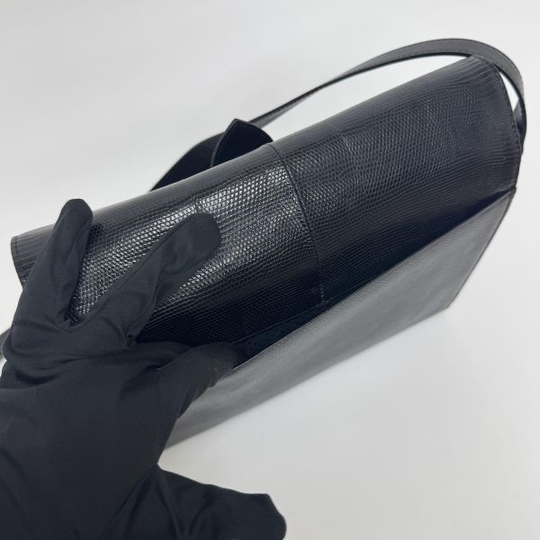 YSL 黑色鱷魚皮 斜挎包 