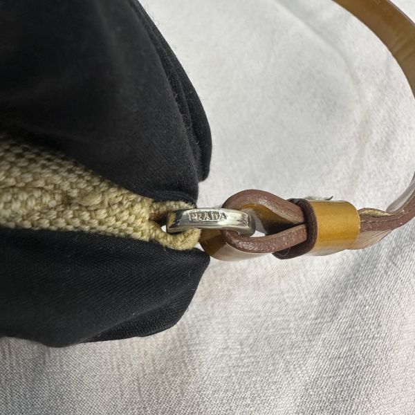 PRADA 米白色帆布腋下包 