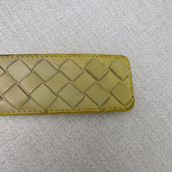 Bottega Venetia 黃 編織銀頭 皮帶 腰帶 
