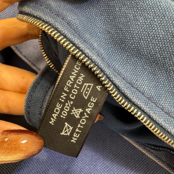 Hermès  Cavalcadour Étriers 藍色馬圖帆布托特包 