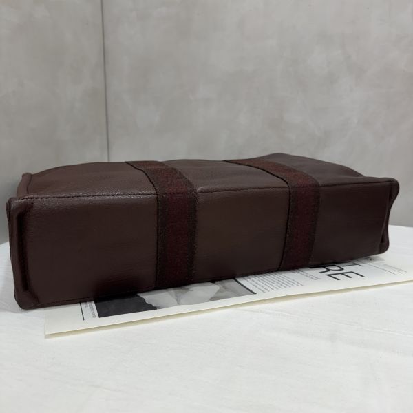 Hermès 帆布拼皮革手提包 