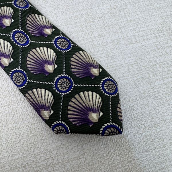 Dunhill 綠色 貝殼 領帶（中古） 