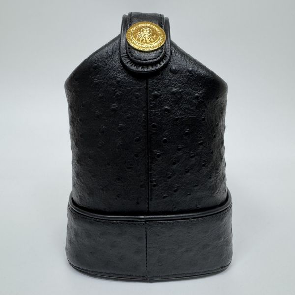 Versace 黑金鴕鳥紋手提包​​ 