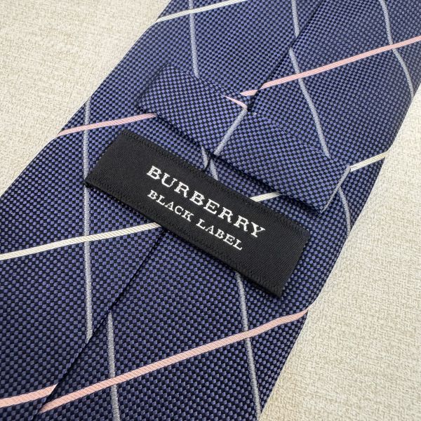 Burberry 藍格紋 領帶 領結 絲綢（中古） 
