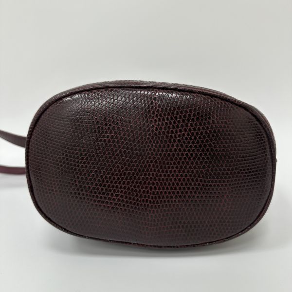 Gucci 古馳 酒紅色壓紋皮革水桶包 