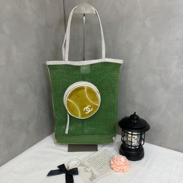 Chanel 綠色網球網兜單肩包 