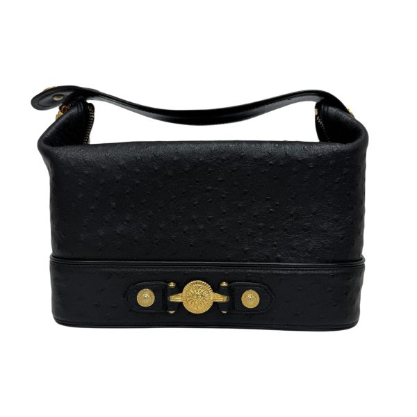 Versace 黑金鴕鳥紋手提包​​ 