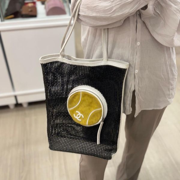 Chanel 黑色網球網兜袋 